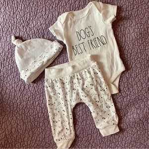 Rae Dunn Dog’s Best Friend Matching Baby Clothes Set 3-6M 100% Cotton